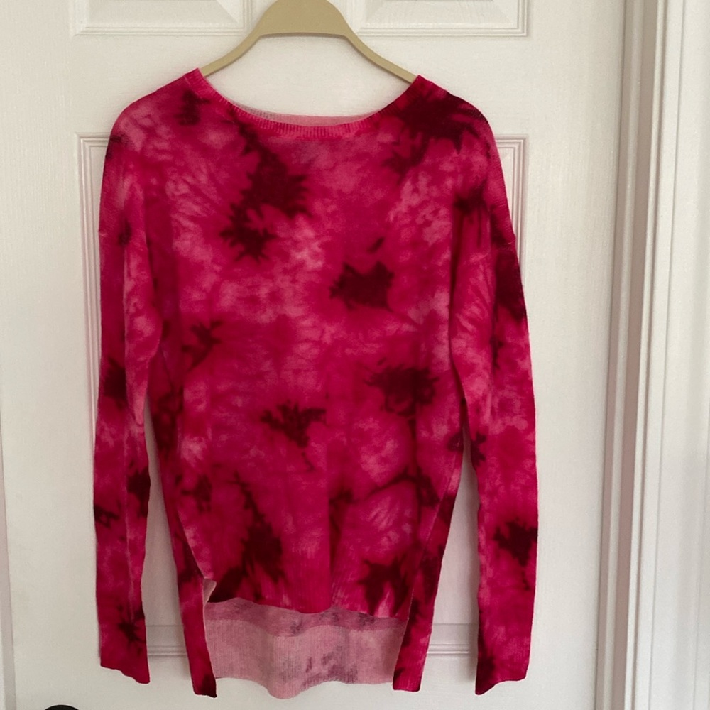 NWT 100% AQUA Brand Cashmere Pink Tie Dye sweater XS Bloomingdale’s